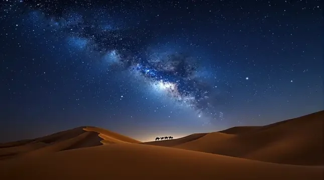 撒哈拉沙漠星空：银河坠落的夜晚
