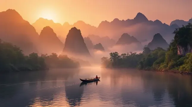 桂林漓江烟雨：水墨山水的诗篇